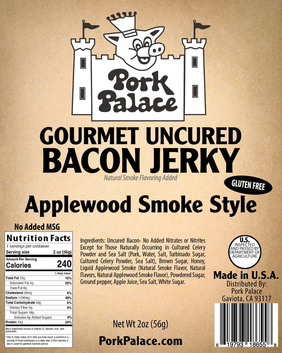 Pork Palace Applewood Smoked Style Gourmet Uncured Bacon Jerky