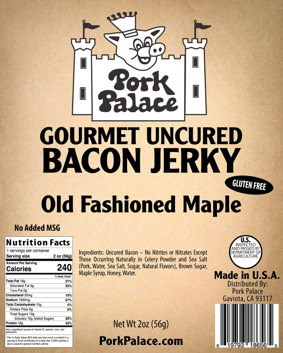 Pork Palace Old Fashioned Maple Gourmet Uncured Bacon Jerky