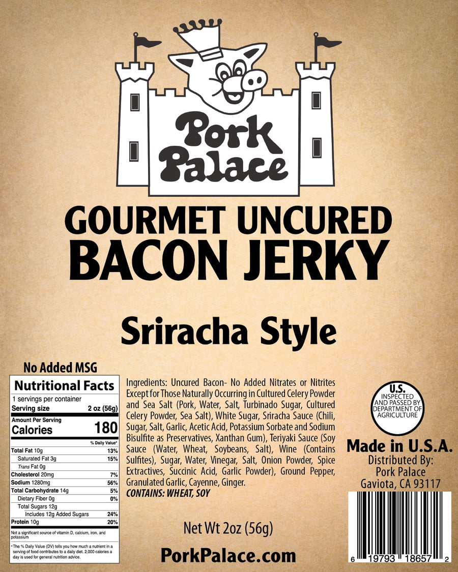 Pork Palace Sriracha Style Gourmet Uncured Bacon Jerky