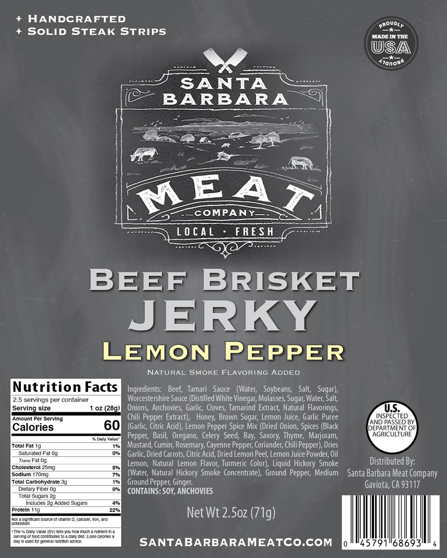 Beef Brisket Jerky - Lemon Pepper